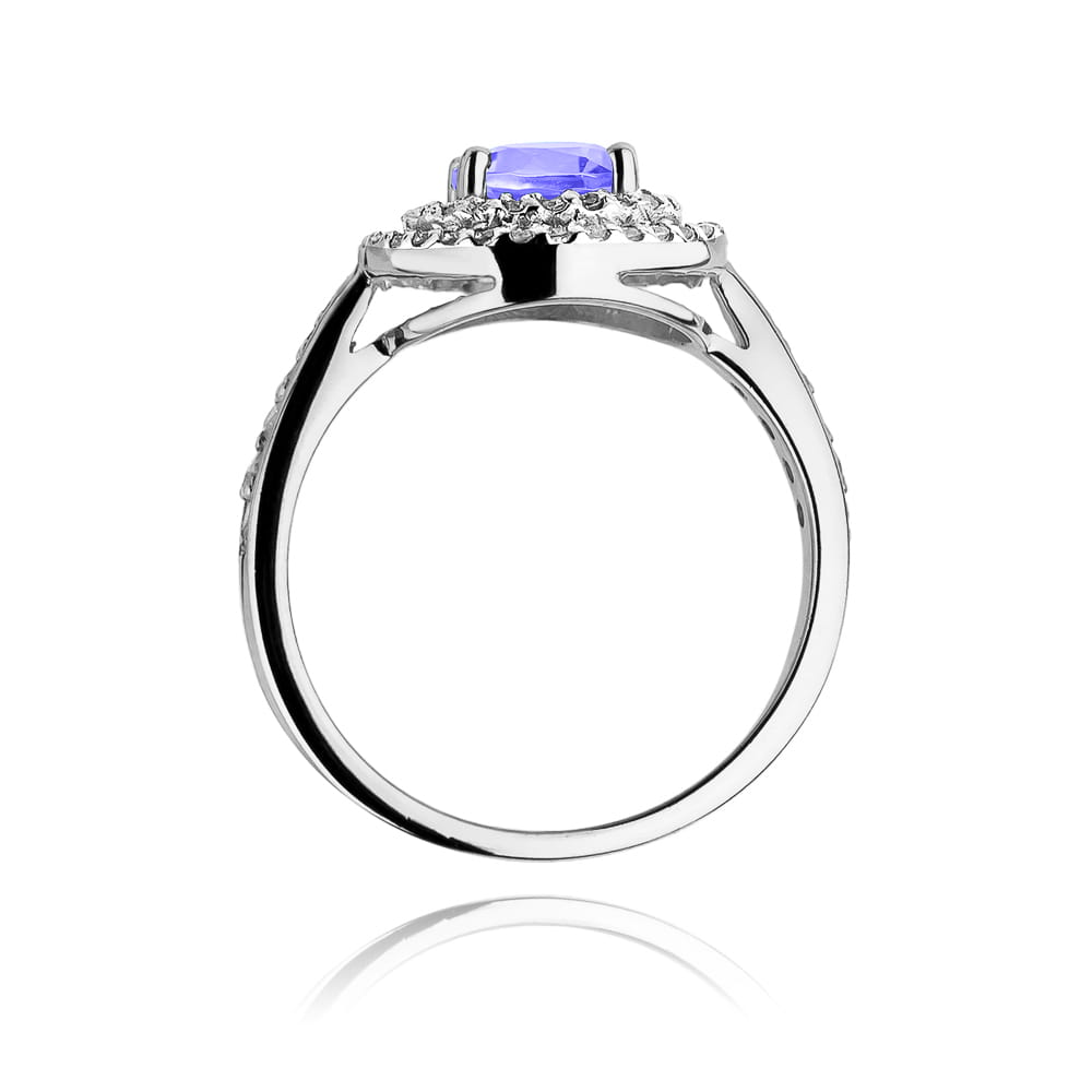 Pierścionek zaręczynowy z białego złota z brylantami i tanzanitem 0.38 ct 1