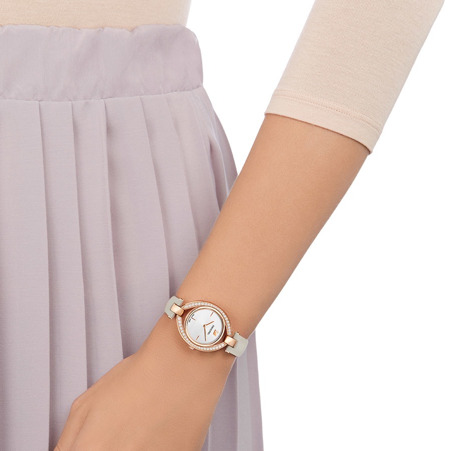 Zegarek Swarovski • Stella Watch, Leather strap, Gray, Rose gold tone 5376830 2