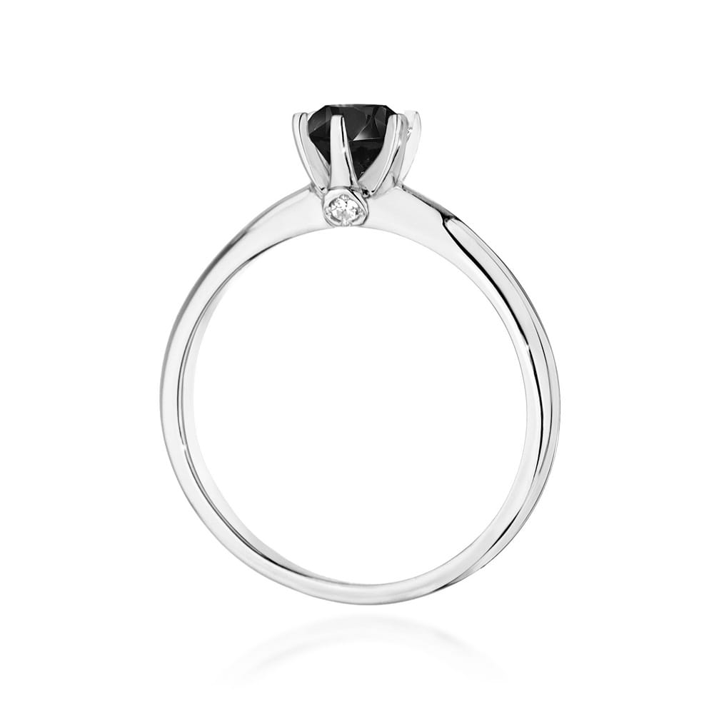Pierścionek zaręczynowy z białego złota z czarnym brylantem i brylantami 0.04 ct 3