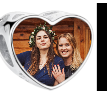 Charms • Zawieszka ze zdjęciem • Serce ażur • Różowe cyrkonie 2