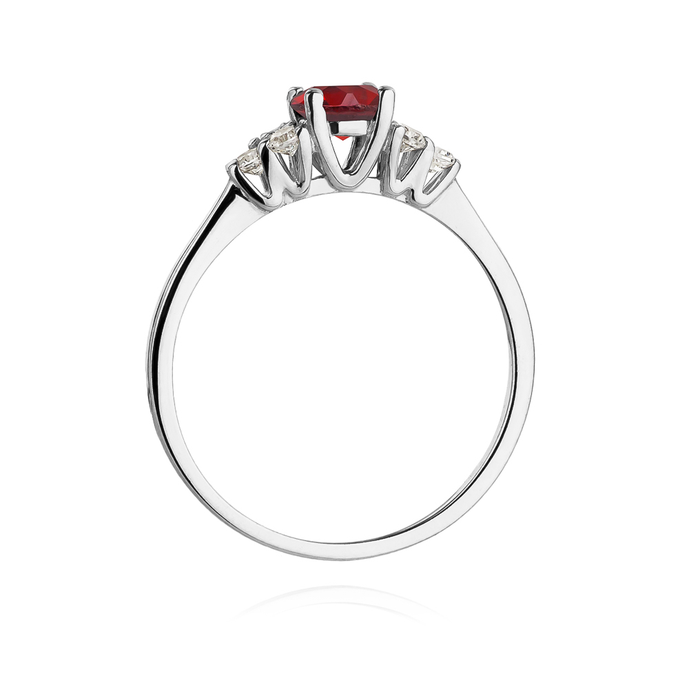 Pierścionek zaręczynowy z białego złota z brylantami i rubinem 0.18 ct 4
