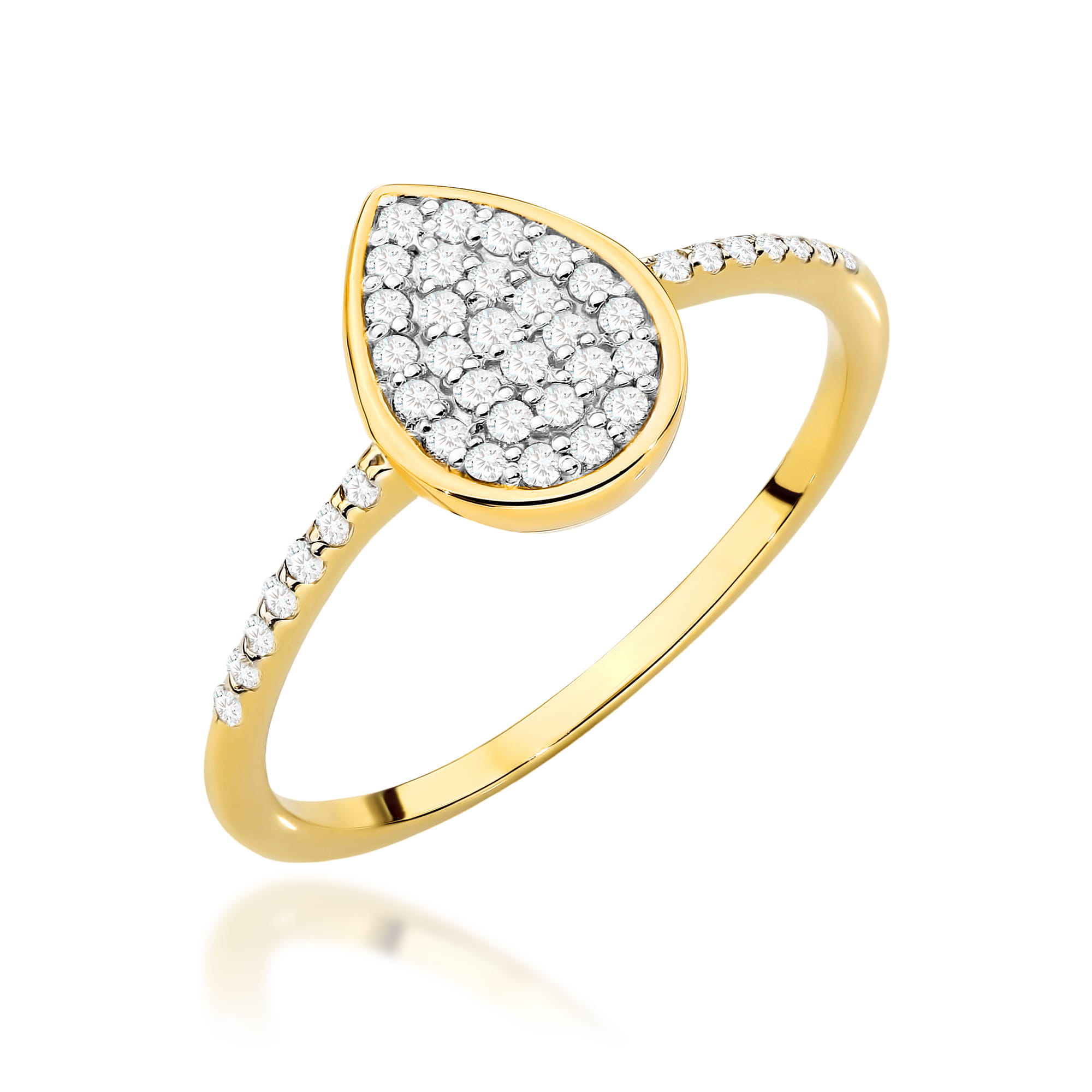 Pierścionek zaręczynowy z żółtego złota z brylantami 0.21ct 3
