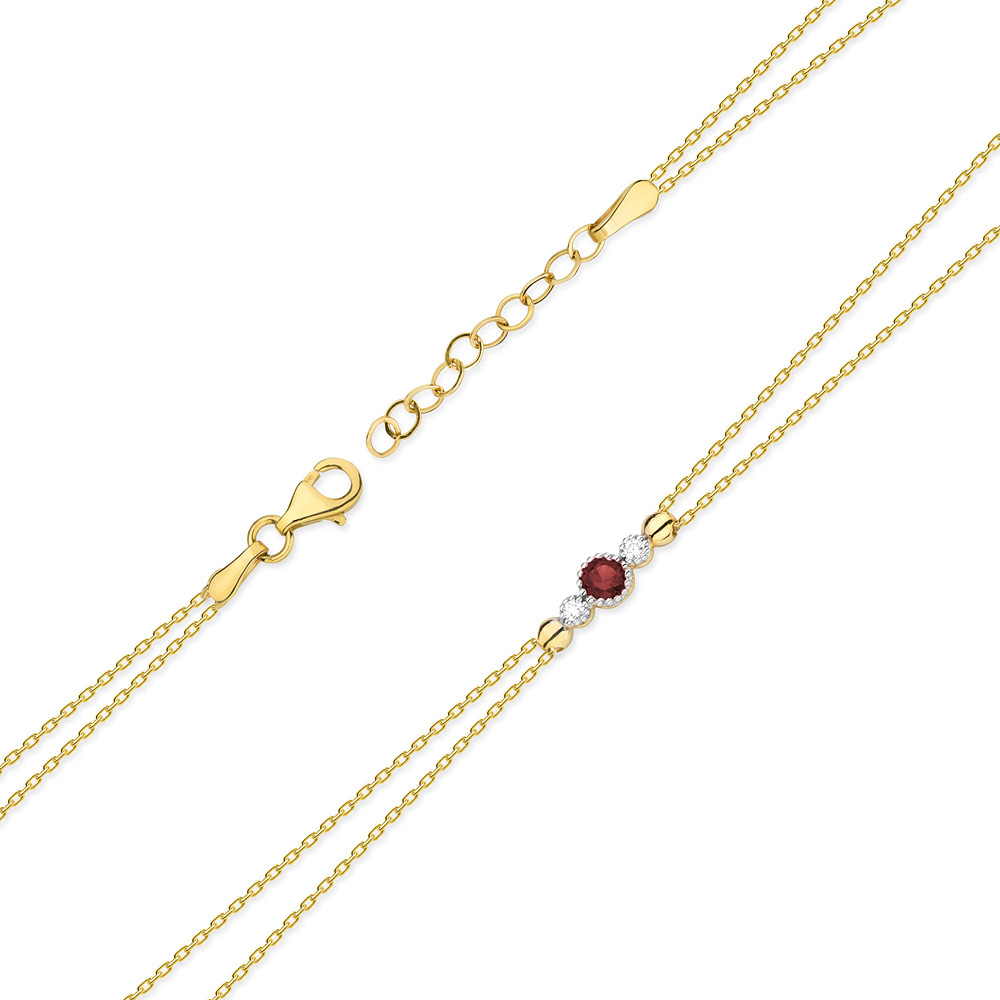 Złota bransoletka z diamentami i rubinem FB-005-585-R0.15/B0.03 1