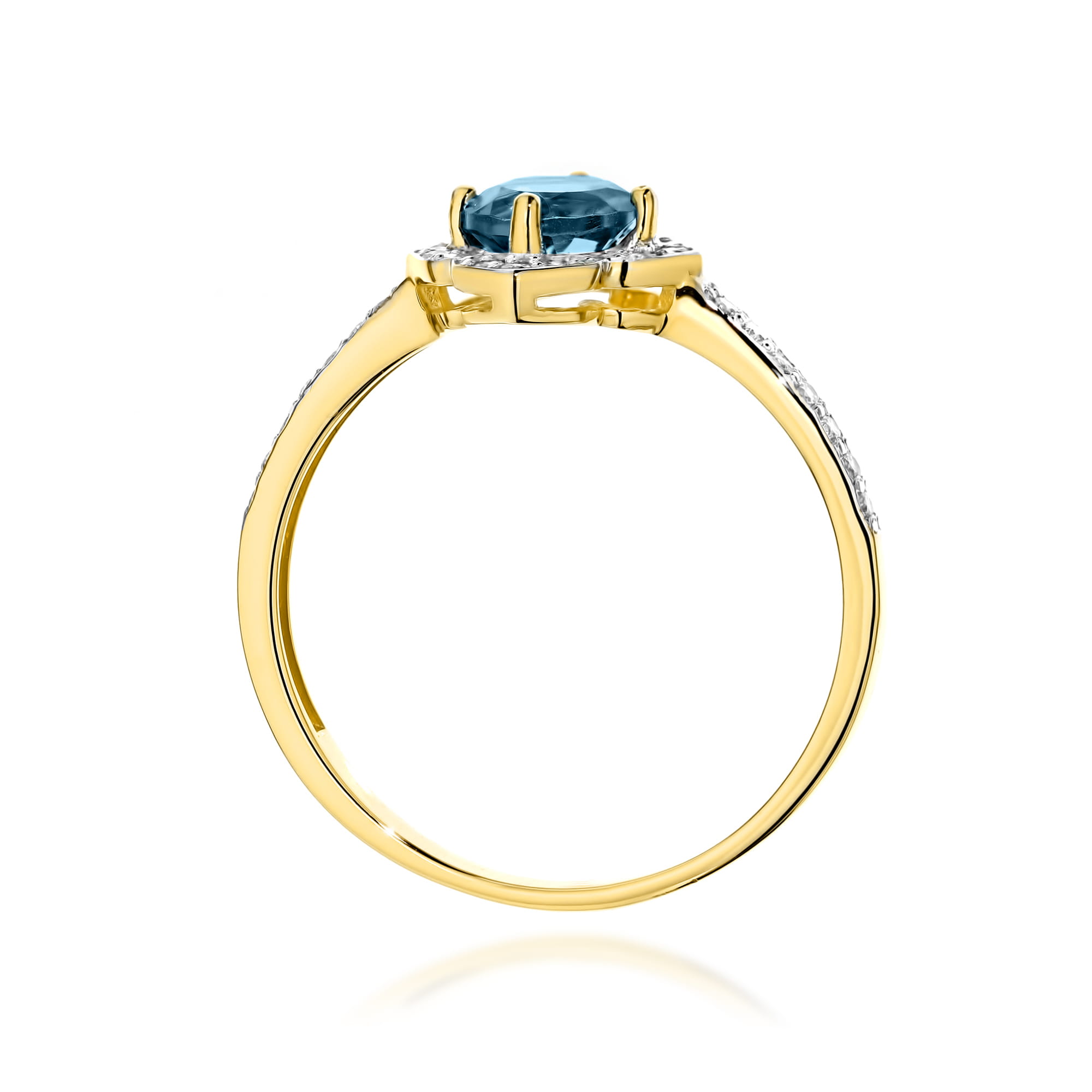 Pierścionek zaręczynowy z brylantami i topazem London Blue 0.13ct 1