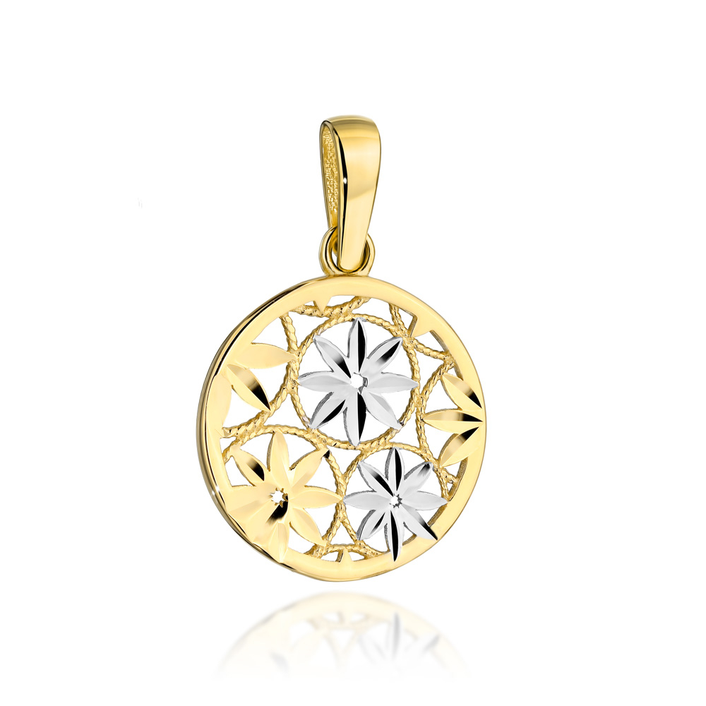 Zawieszka kółko z diamentowanymi kwiatami FUG6-25-Z00436-2 1