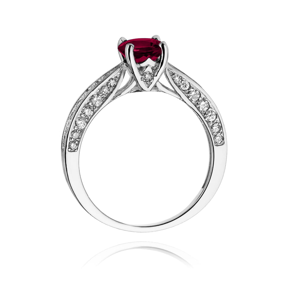 Pierścionek zaręczynowy z białego złota z brylantami i rubinem 0.47 ct 3