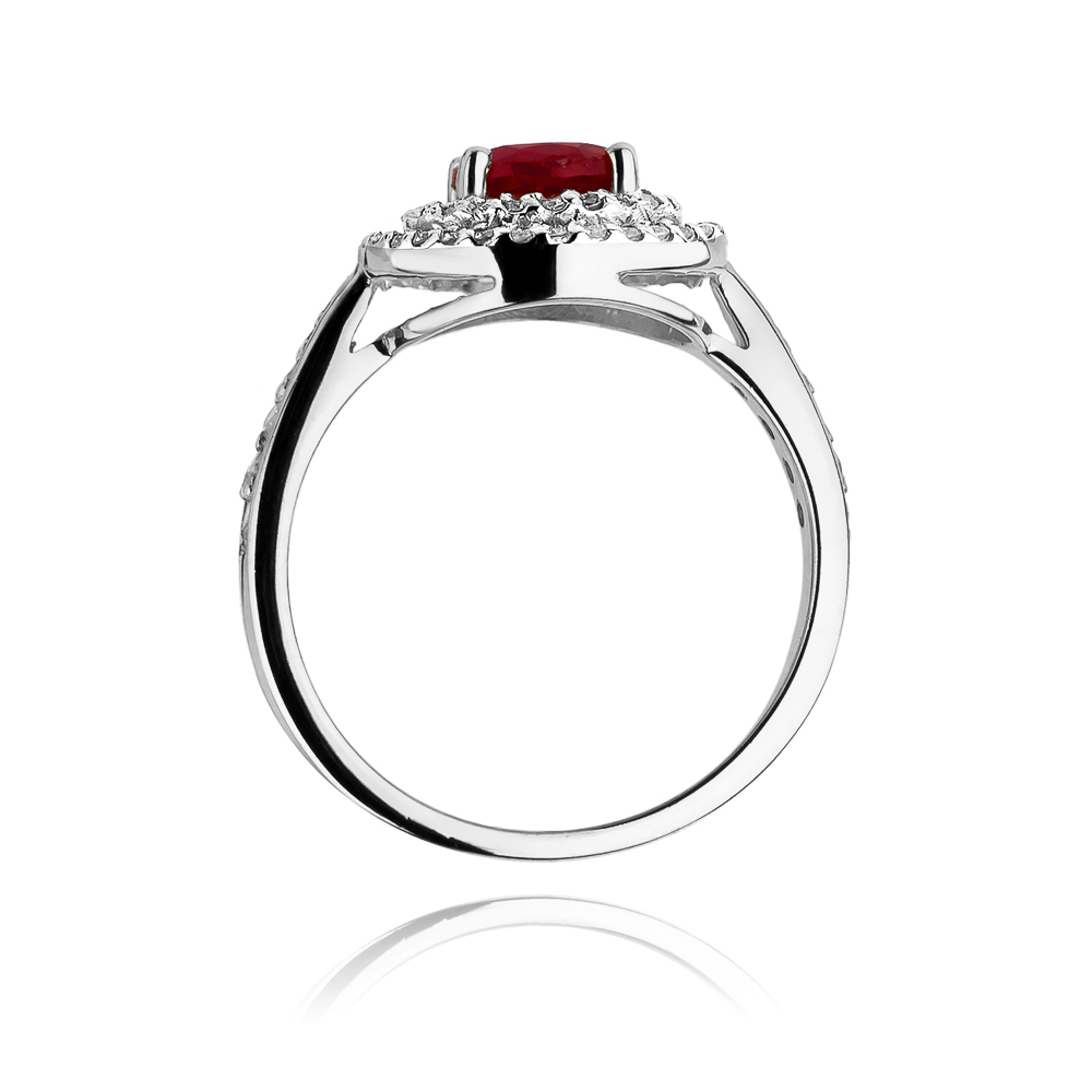 Pierścionek zaręczynowy z białego złota z brylantami i rubinem 0.38 ct 3