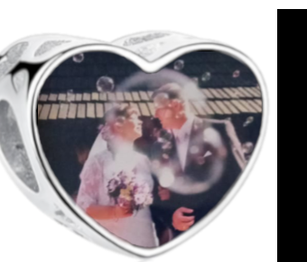 Charms • Zawieszka ze zdjęciem • Serce ażur • Różowe cyrkonie 2