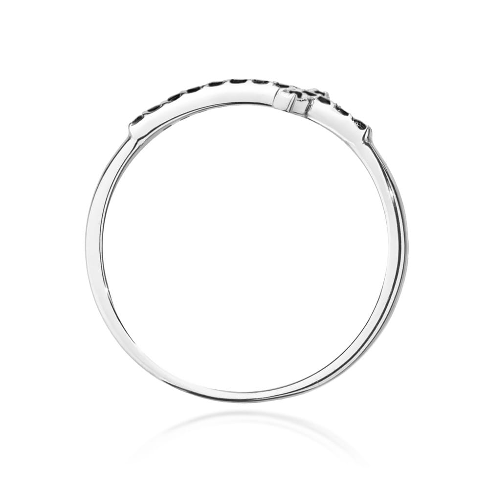Pierścionek z białego złota krzyżyk z czarnymi brylantami 0.09ct 4