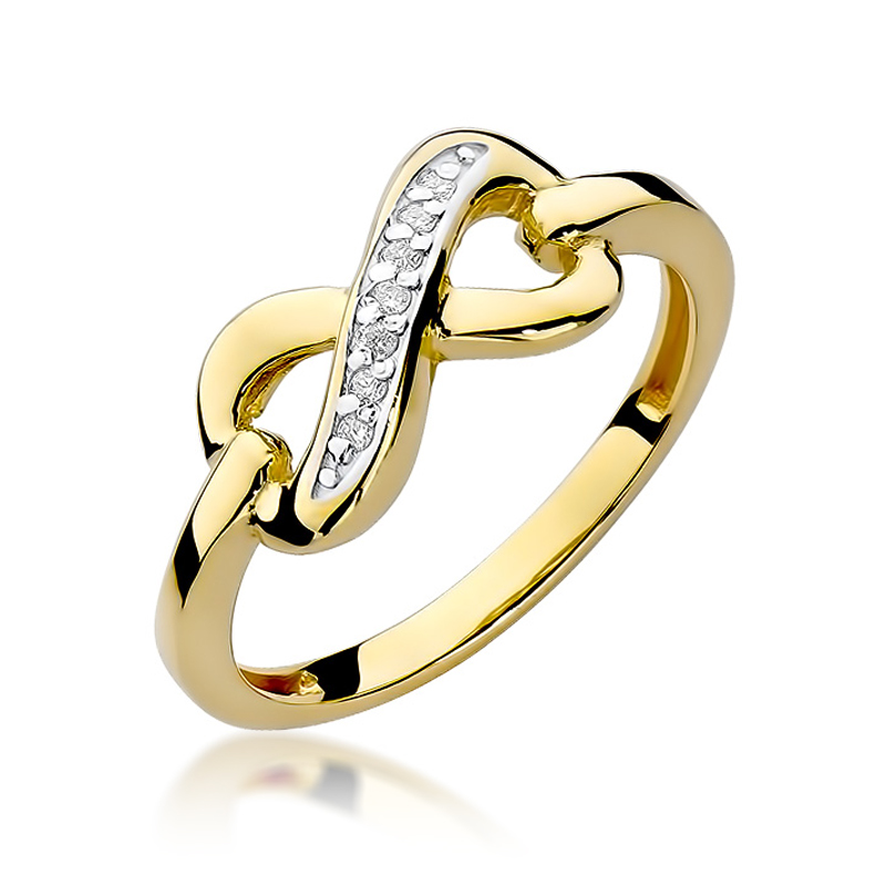 Pierścionek zaręczynowy z żółtego złota z brylantami 0.04 ct 4