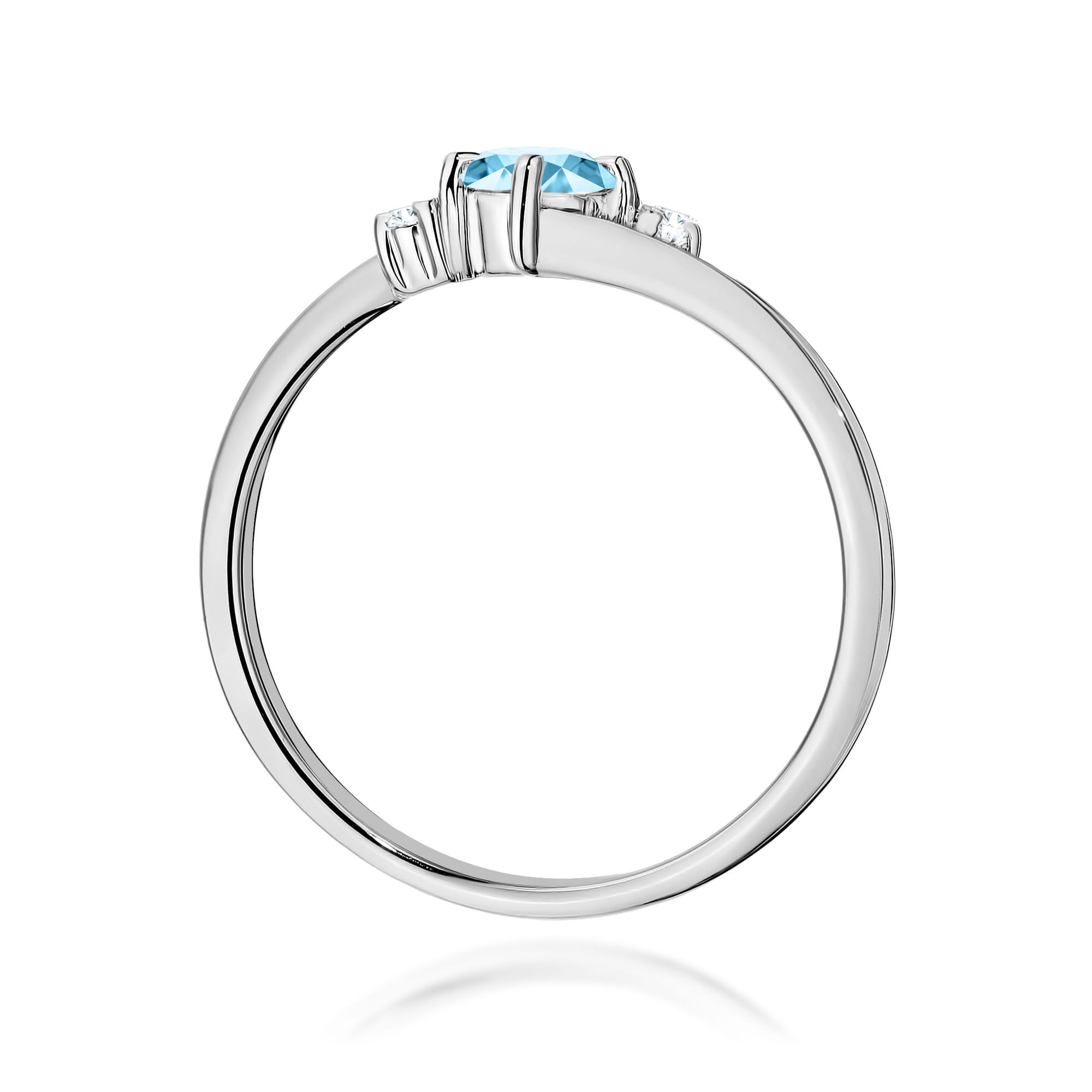 Pierścionek zaręczynowy z białego złota z brylantami i topazem 0.03 ct 4