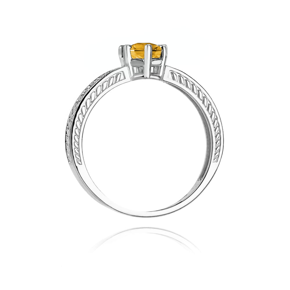 Pierścionek zaręczynowy z białego złota z brylantami i cytrynem 0.08 ct 3
