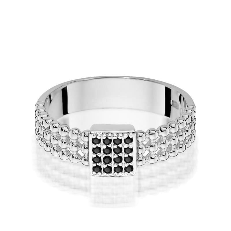 Pierścionek zaręczynowy z białego złota z czarnymi diamentami 0.08ct 2