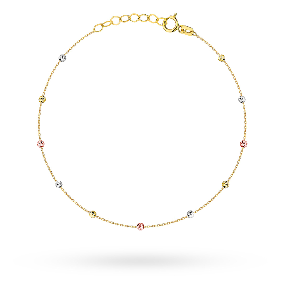 Bransoletka złota diamentowane kulki trzy kolory złota FUG2-B01062-585 1