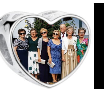 Charms • Zawieszka ze zdjęciem i grawerem • Serce ażurowe 2