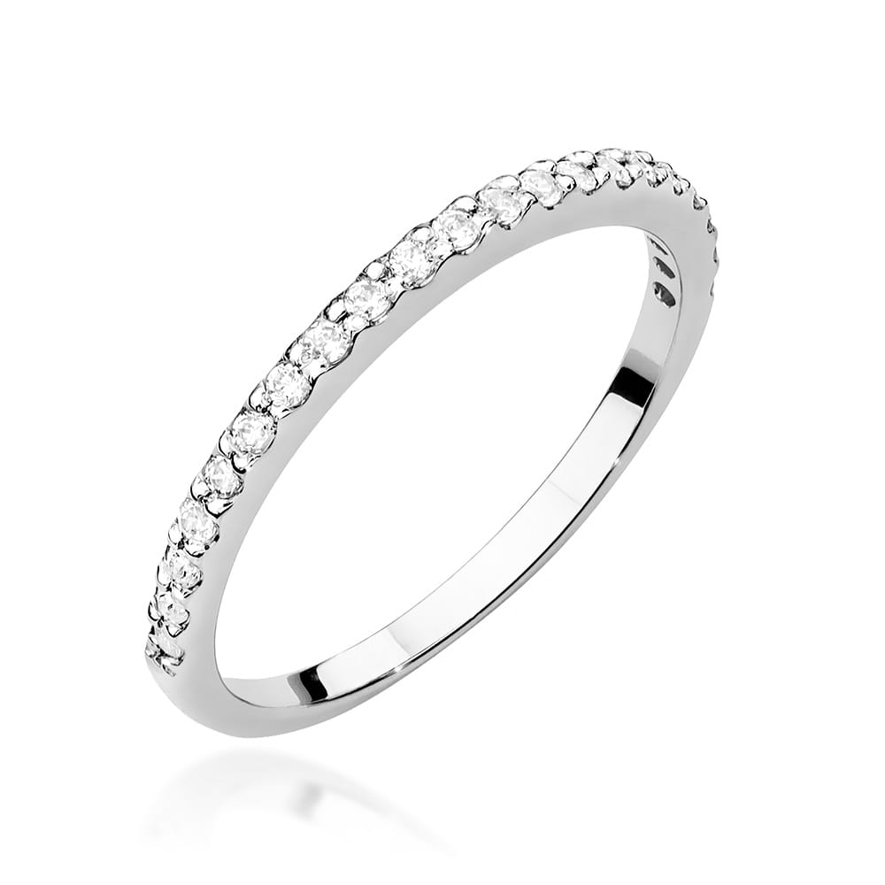 Pierścionek obrączka z białego złota z diamentami laboratoryjnymi 0.18ct 4