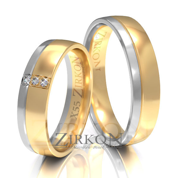 Obrączki ślubne złoto dwukolorowe 5mm próba 585 • X055 1