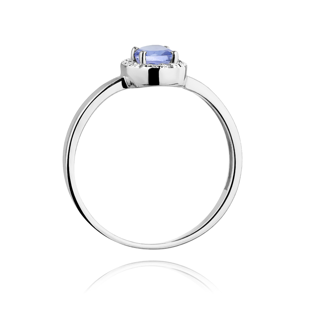 Pierścionek zaręczynowy z białego złota brylantami i tanzanitem 0.08 ct 1
