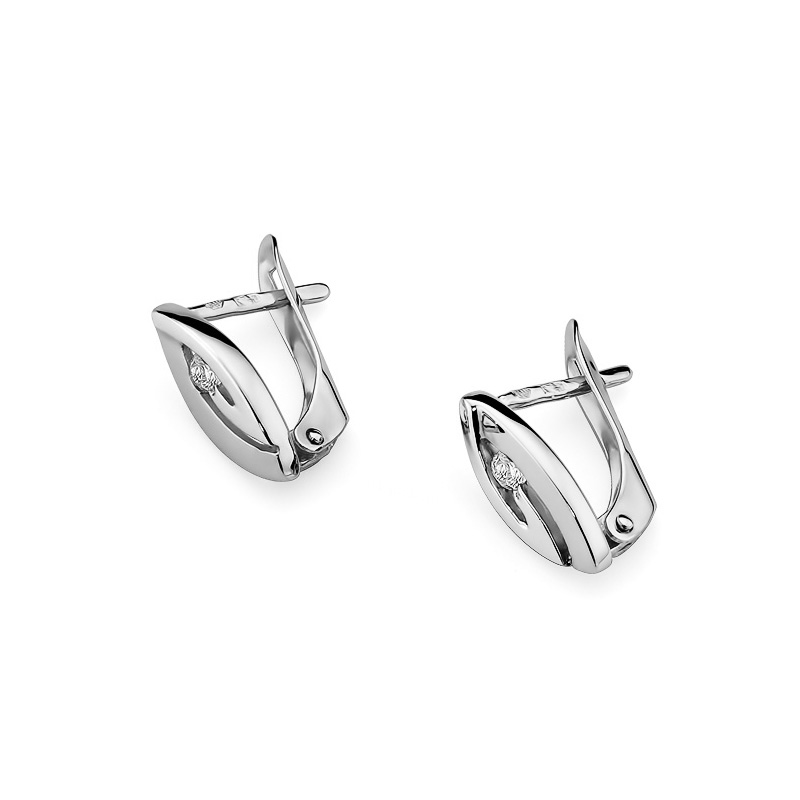 Kolczyki z białego złota z brylantami FKO-008-B585-B0.10 1