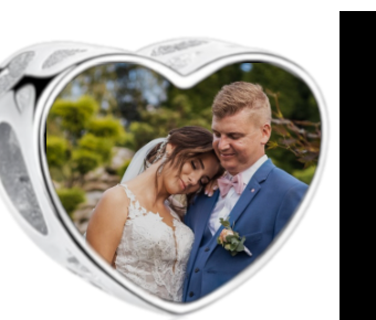 Charms • Zawieszka ze zdjęciem • Serce ażur • Różowe cyrkonie 1