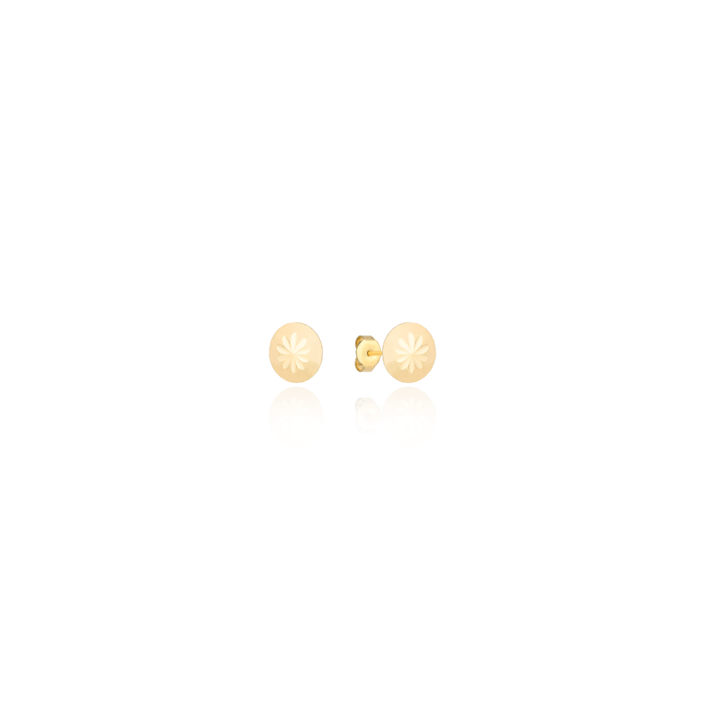 Kolczyki złote kółka z diamentowanymi kwiatkiem 3 mm FUG7-17-K01096-2 1
