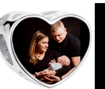 Charms • Zawieszka ze zdjęciem i grawerem • Serce ażurowe 2