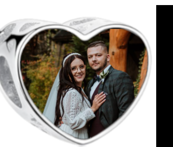 Charms • Zawieszka ze zdjęciem • Serce ażur • Różowe cyrkonie 1