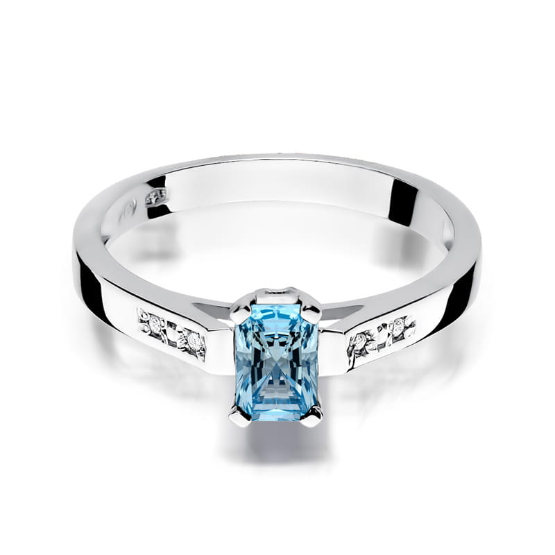 Pierścionek zaręczynowy z brylantami i topazem 0.04ct 3