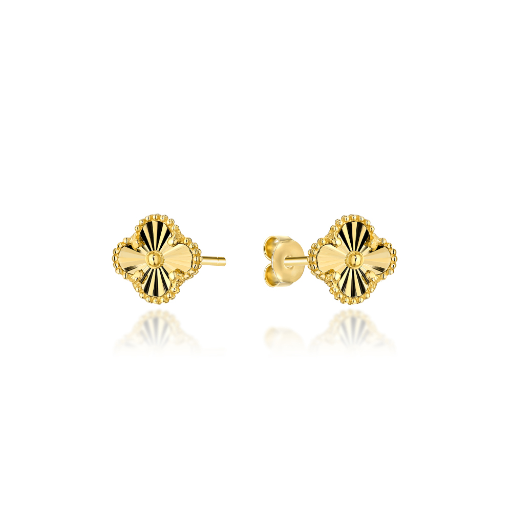 Kolczyki złote diamentowane koniczynki 6mm FUG7-21-K01502-2 1