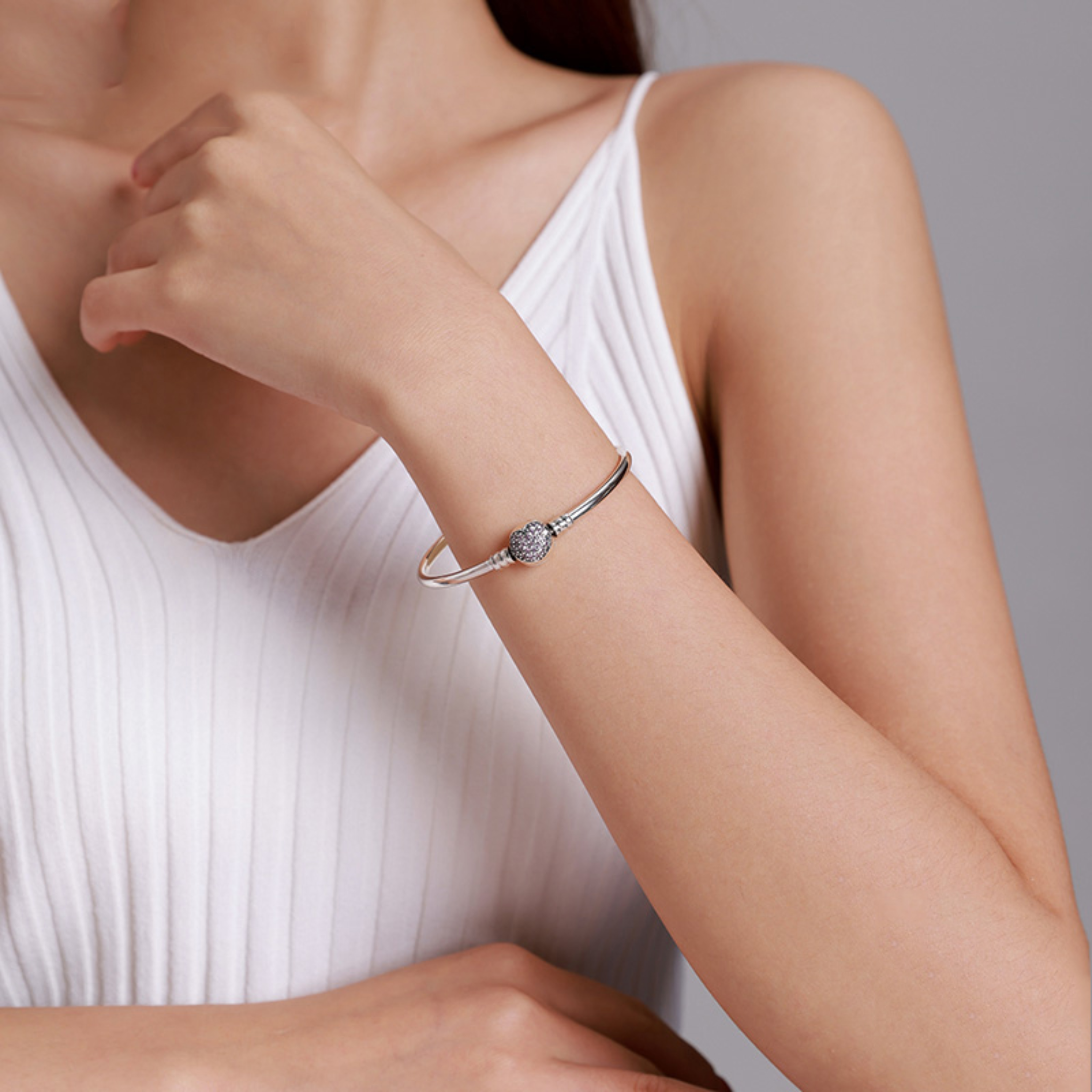 Srebrna bransoletka modułowa bangle z sercem FUG0164 3