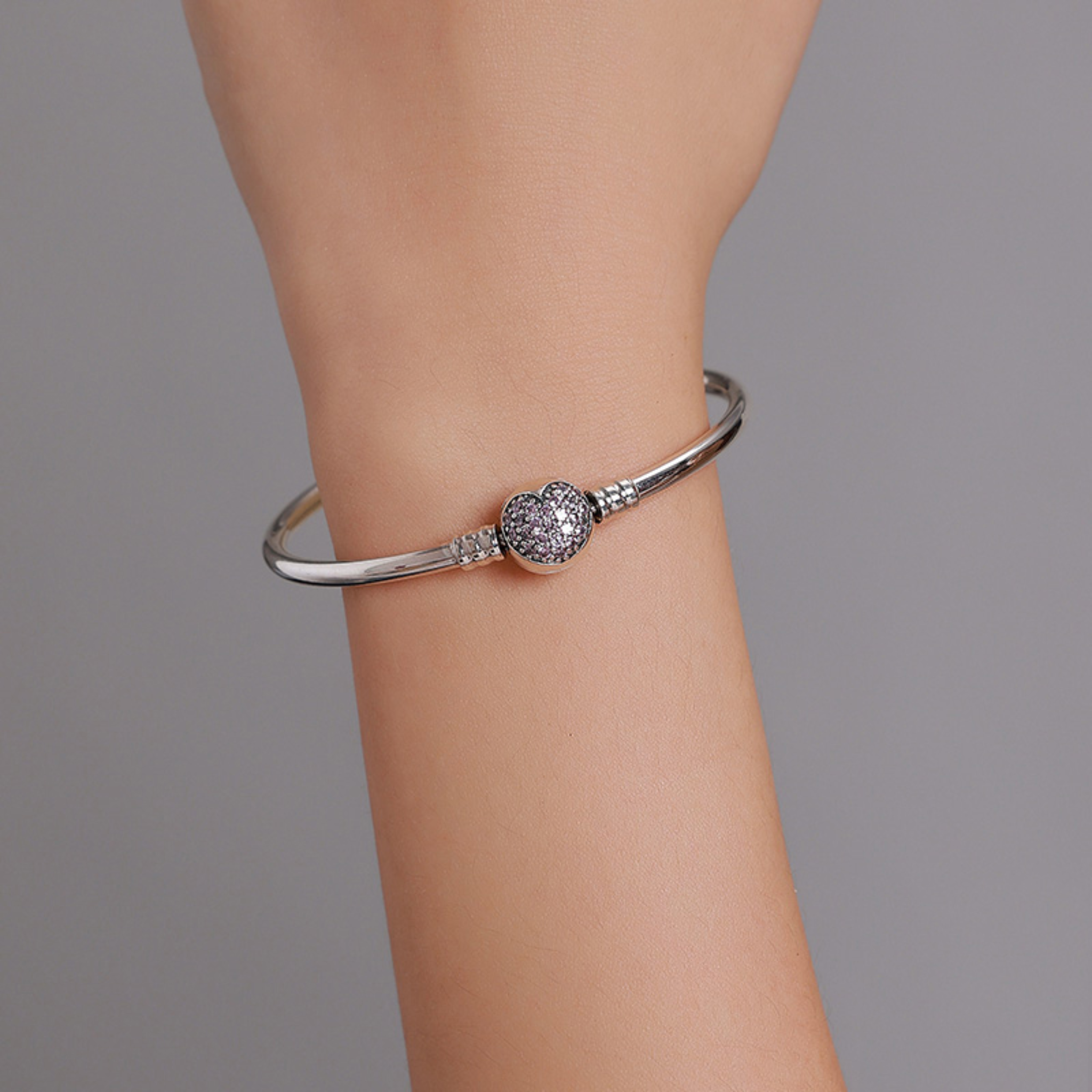Srebrna bransoletka modułowa bangle z sercem FUG0164 5
