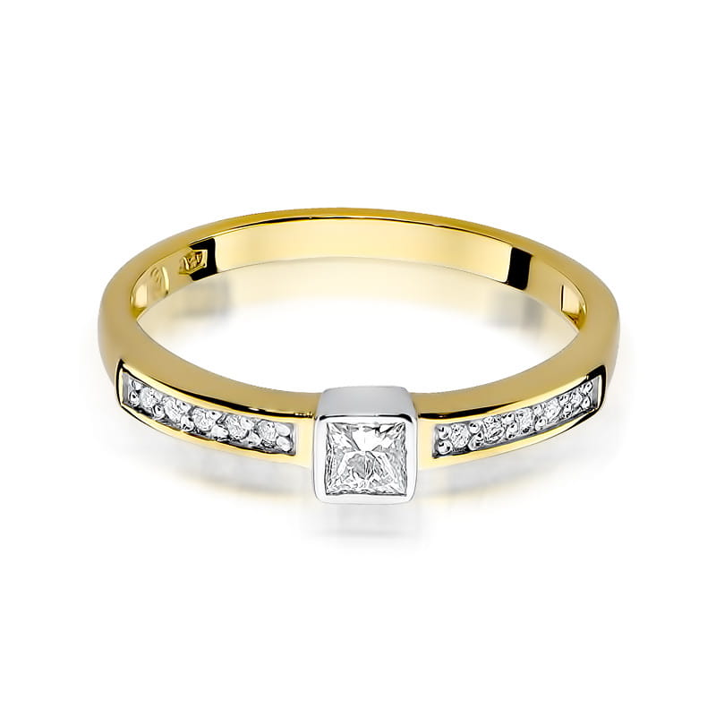 Pierścionek zaręczynowy z żółtego złota z brylantem 0.24 ct 2