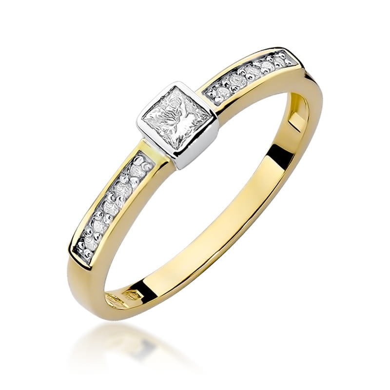 Pierścionek zaręczynowy z żółtego złota z brylantem 0.24 ct 4