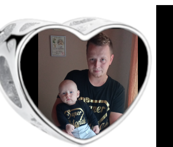 Charms • Zawieszka ze zdjęciem • Serce ażur • Różowe cyrkonie 1
