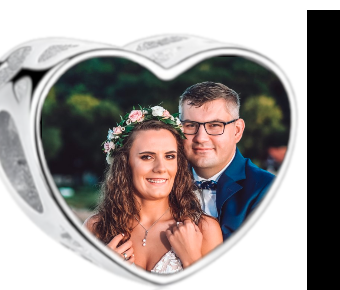 Charms • Zawieszka ze zdjęciem • Serce ażur • Różowe cyrkonie 2