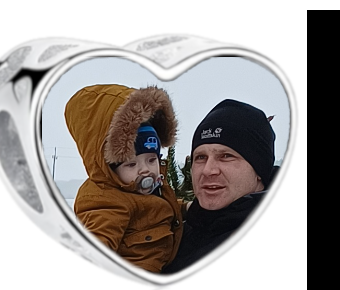 Charms • Zawieszka ze zdjęciem • Serce ażur • Różowe cyrkonie 1