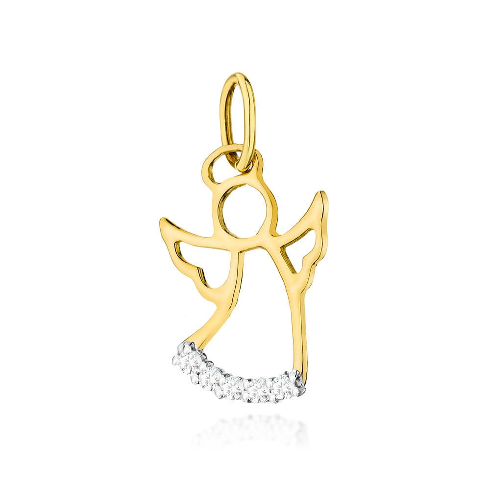 Zawieszka aniołek z żółtego złota z brylantem 0.7 ct FZ504-585-B0.07 1