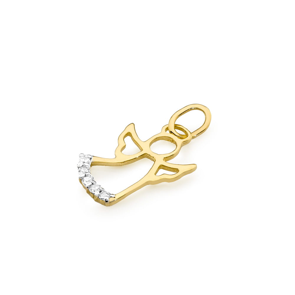 Zawieszka aniołek z żółtego złota z brylantem 0.7 ct FZ504-585-B0.07 2