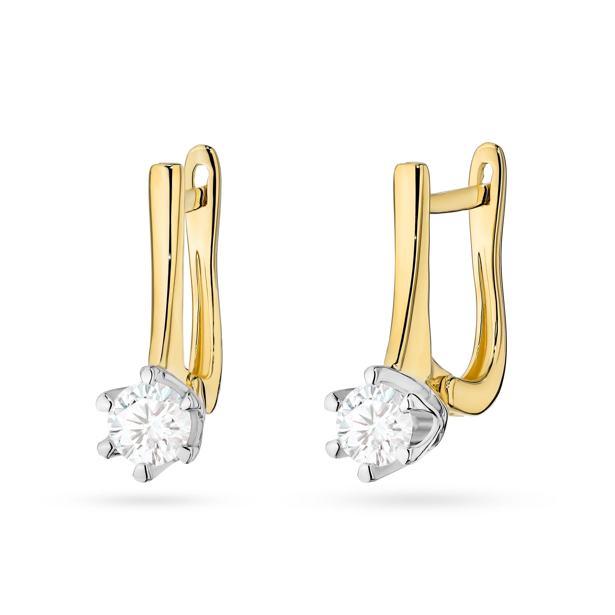 Kolczyki z żółtego złota z diamentami laboratoryjnymi FKO520-585-LD0.60 2