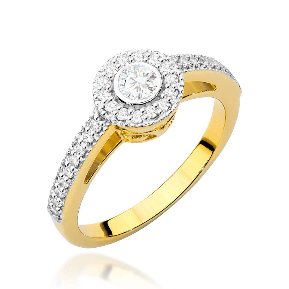 Pierścionek zaręczynowy z żółtego złota z brylantami 0.37 ct 3