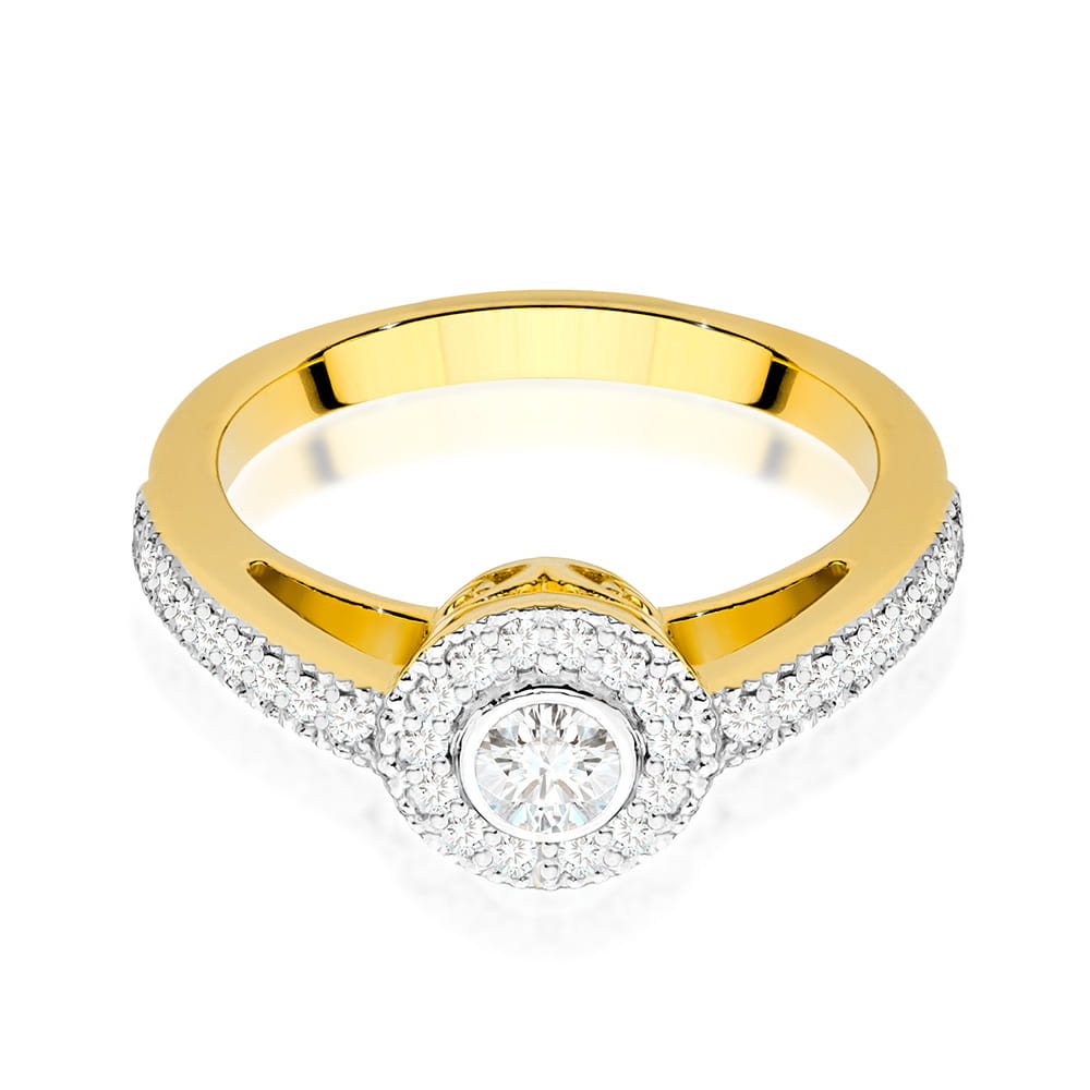 Pierścionek zaręczynowy z żółtego złota z brylantami 0.37 ct 2