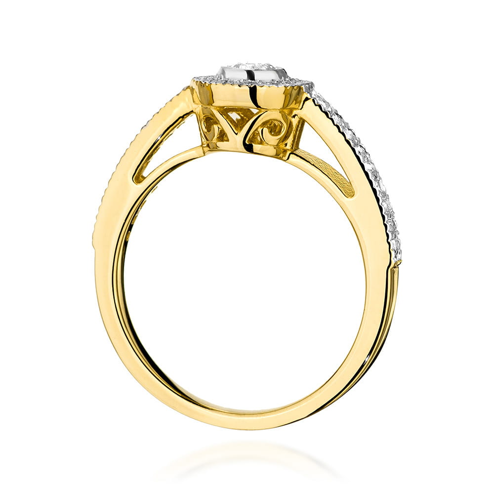 Pierścionek zaręczynowy z żółtego złota z brylantami 0.37 ct 1
