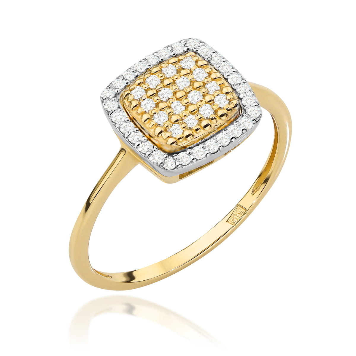 Pierścionek zaręczynowy z żółtego złota z brylantami 0.28 ct 4