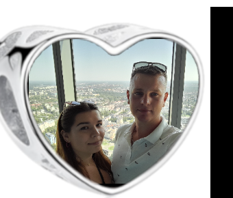 Charms • Zawieszka ze zdjęciem i grawerem • Serce ażurowe 1