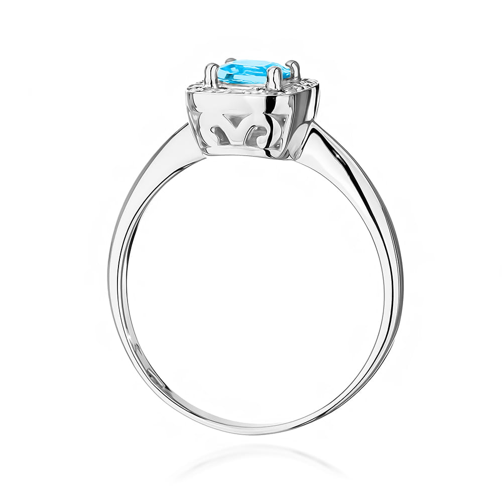 Pierścionek zaręczynowy z białego złota z brylantami i topazem 0.10 ct 4