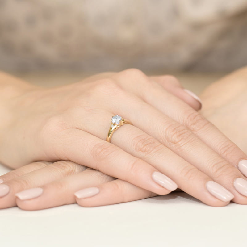 Pierścionek zaręczynowy z żółtego złota z diamentami laboratoryjnymi 0.53ct 2