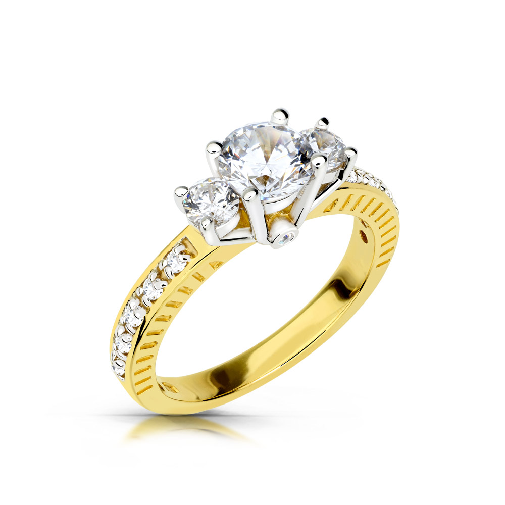 Pierścionek zaręczynowy z żółtego złota z brylantami 1.15 ct 2