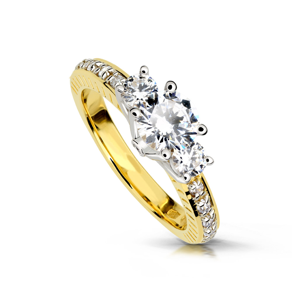 Pierścionek zaręczynowy z żółtego złota z brylantami 1.15 ct 3
