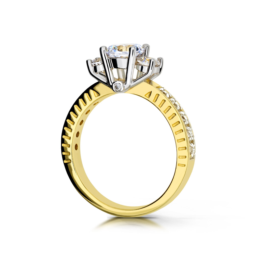 Pierścionek zaręczynowy z żółtego złota z brylantami 1.15 ct 4