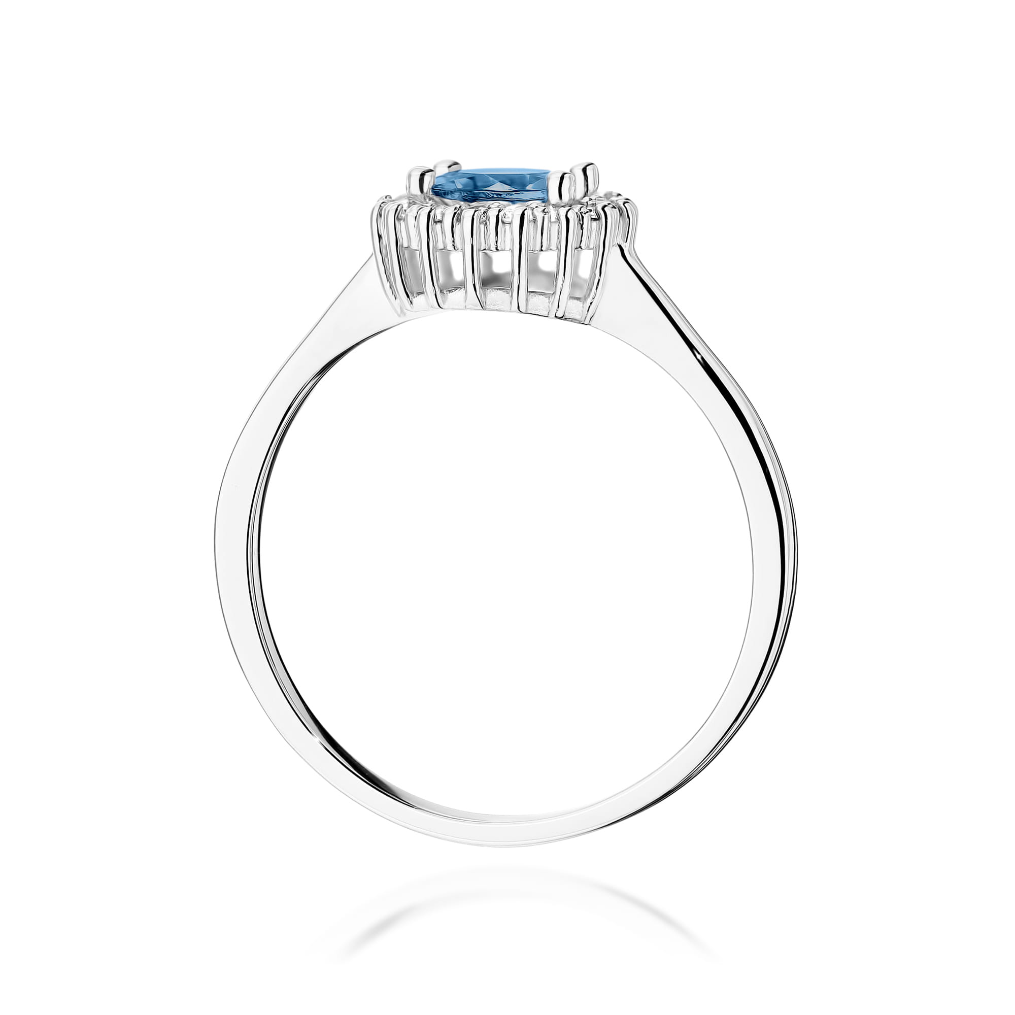 Pierścionek zaręczynowy z brylantami i topazem London Blue 0.14ct 1